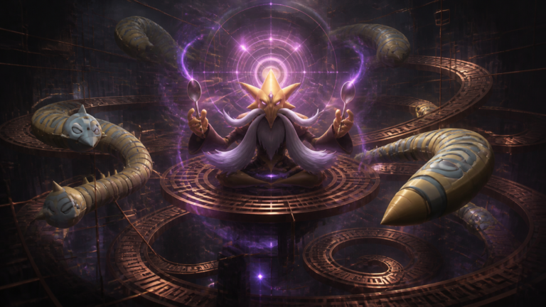 Alakazam y Dudunsparce Core — arte editorial Deckhaus